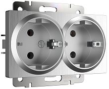 Розетка с заземлением без рамки Werkel 1-м. 2-мод. серебряный рифленый картинка